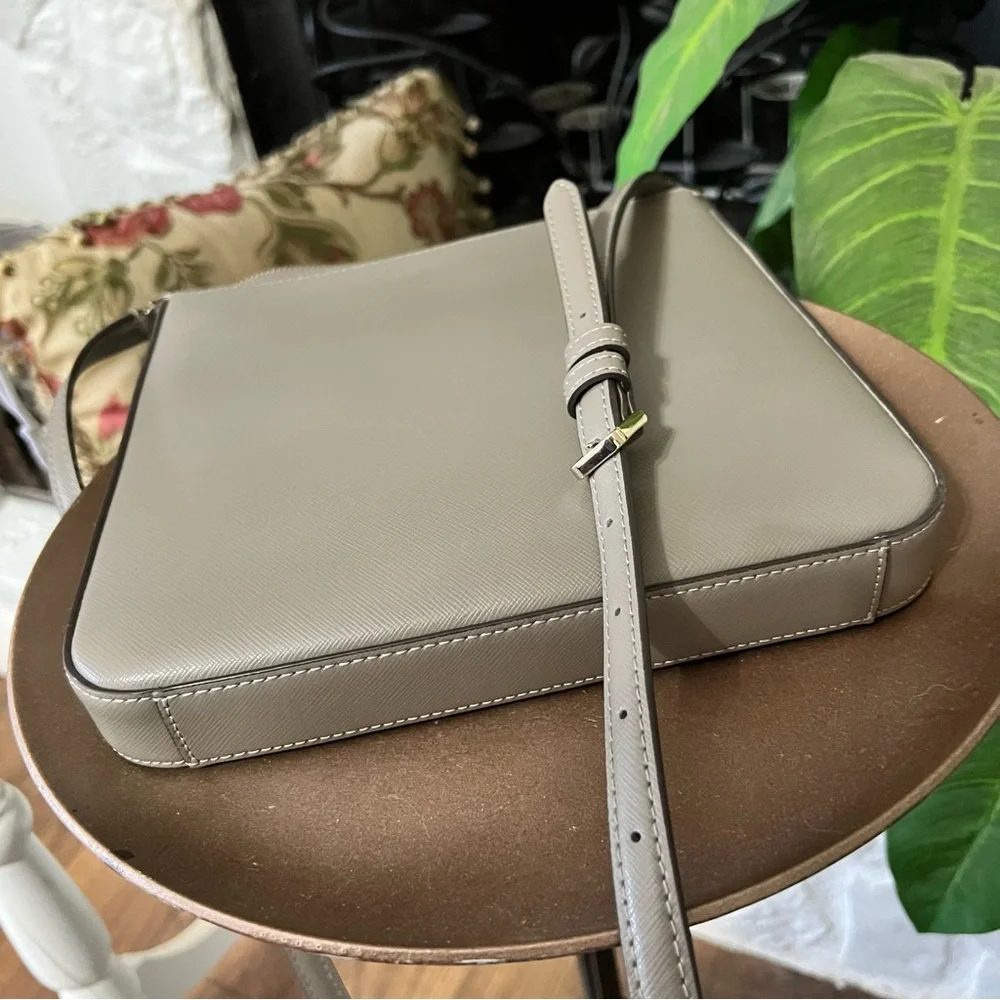 Kate Spade Gray Sadie North South Leather Zip Top Crossbody Bag